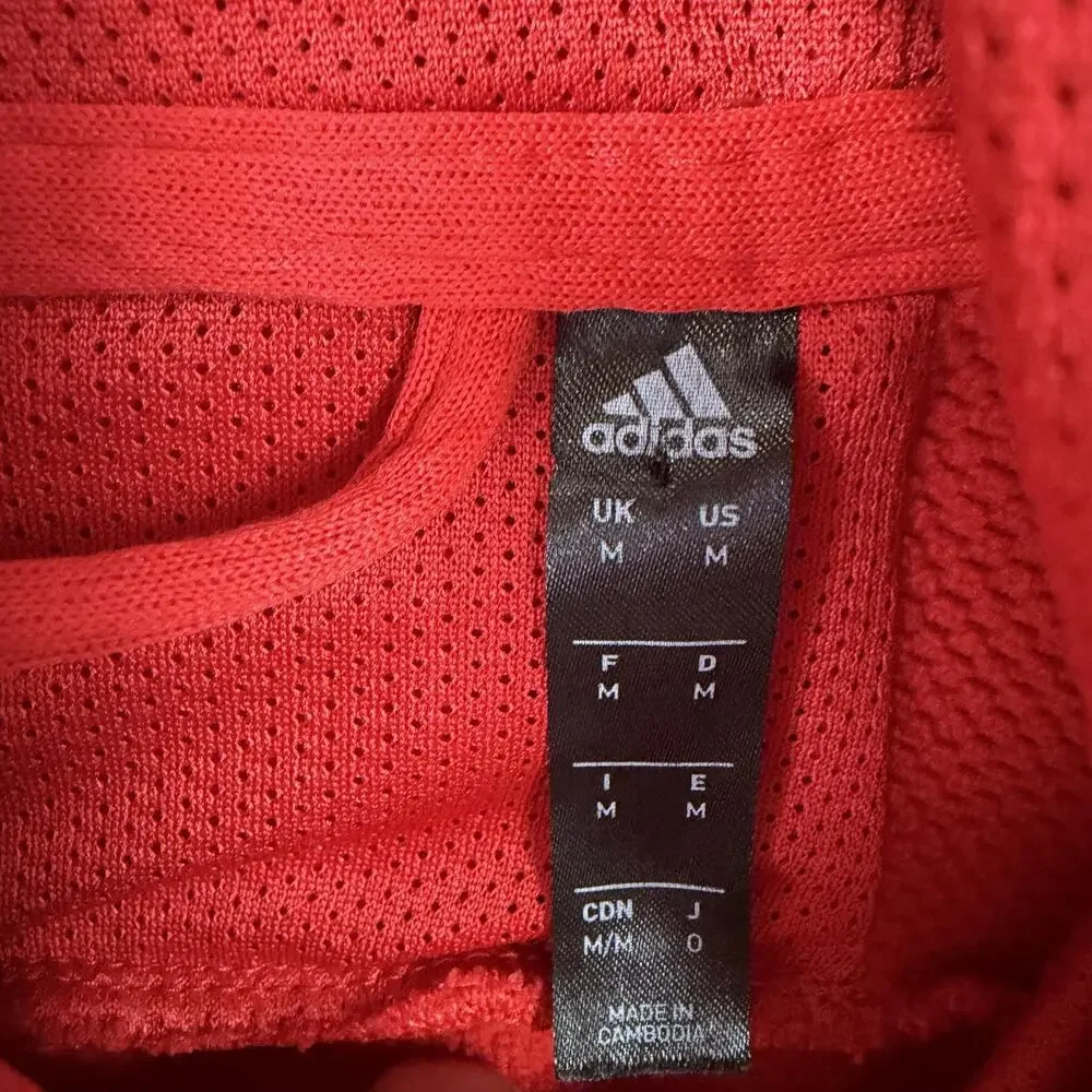Adidas Hoodie Mens M Red Pullover Big Logo Sweatshirt Gym Sporty Athleisure